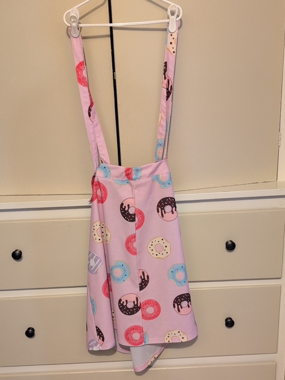 SHEIN Pink Donut Print Suspender Skirt XL